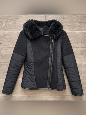 Dynamite Faux Fur Collar Jacket | Size Medium | Textured Moto Style